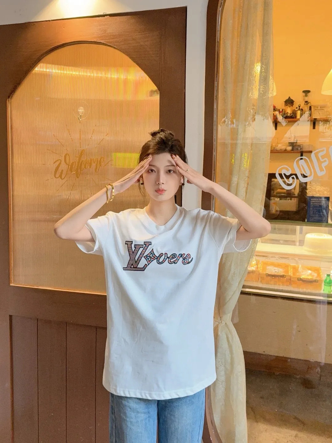 Louis Vuitton/Louis Vuitton 25ss rainbow braided embroidered short sleeves